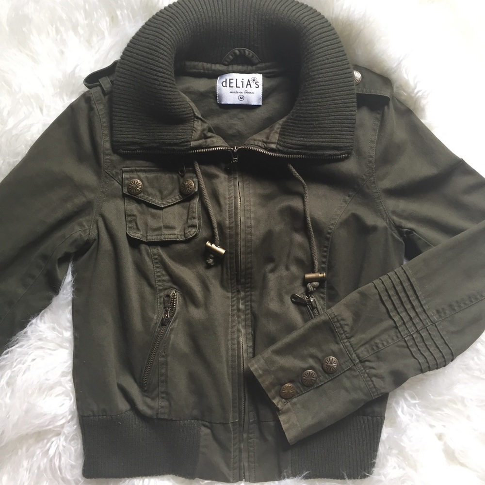 EUC Army Green Cargo Bomber Jacket dELIA*s